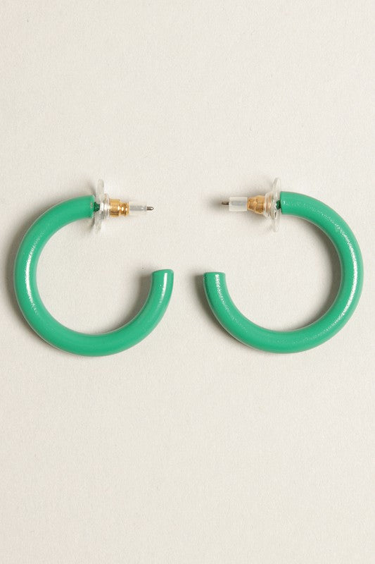 Mini Colorful Polished Metal Hoop Post Earrings