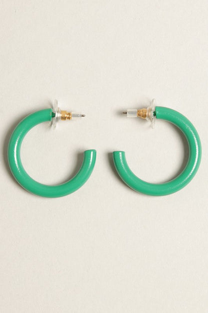 Mini Colorful Polished Metal Hoop Post Earrings