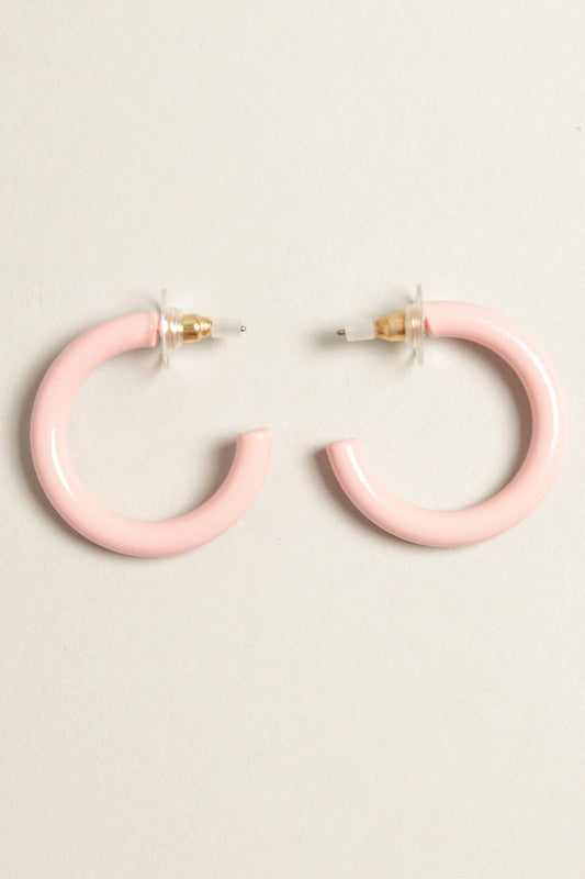 Mini Colorful Polished Metal Hoop Post Earrings