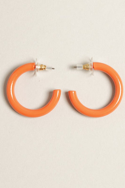 Mini Colorful Polished Metal Hoop Post Earrings