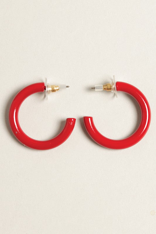 Mini Colorful Polished Metal Hoop Post Earrings