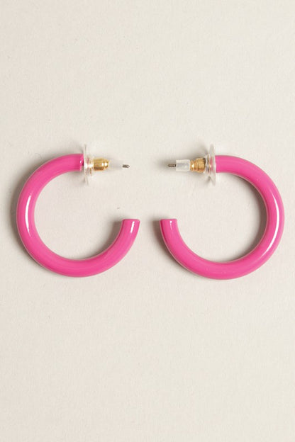 Mini Colorful Polished Metal Hoop Post Earrings