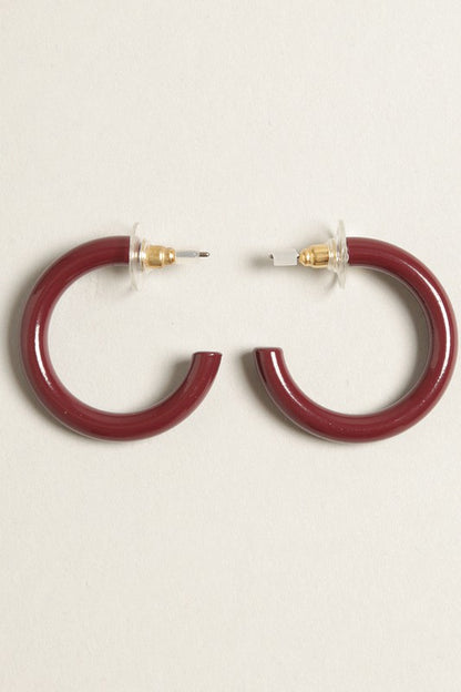 Mini Colorful Polished Metal Hoop Post Earrings