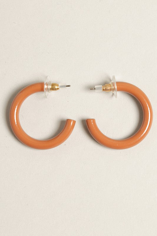 Mini Colorful Polished Metal Hoop Post Earrings