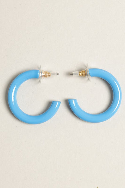 Mini Colorful Polished Metal Hoop Post Earrings