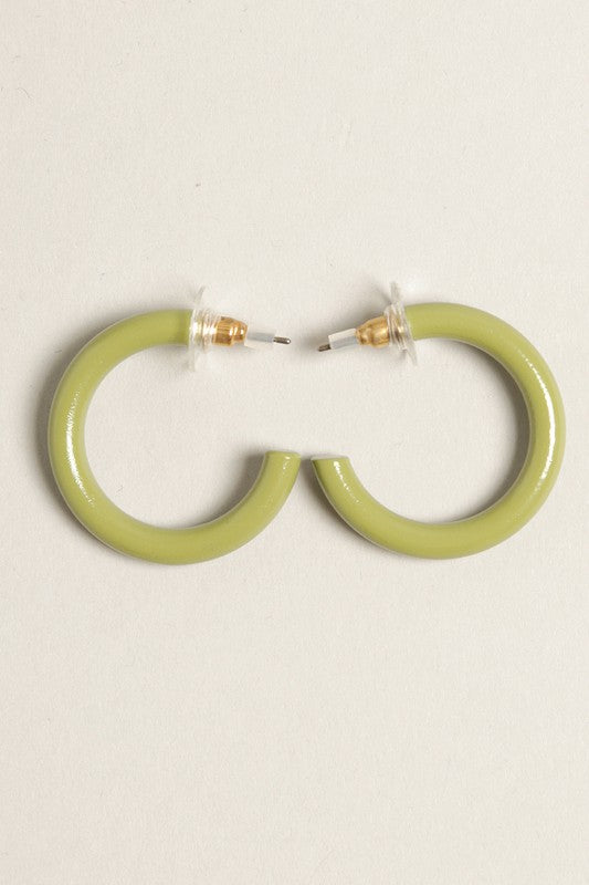 Mini Colorful Polished Metal Hoop Post Earrings