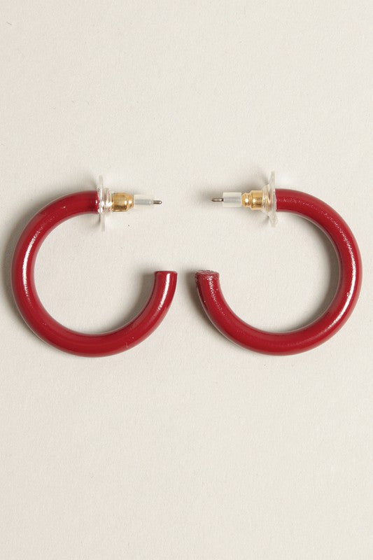 Mini Colorful Polished Metal Hoop Post Earrings