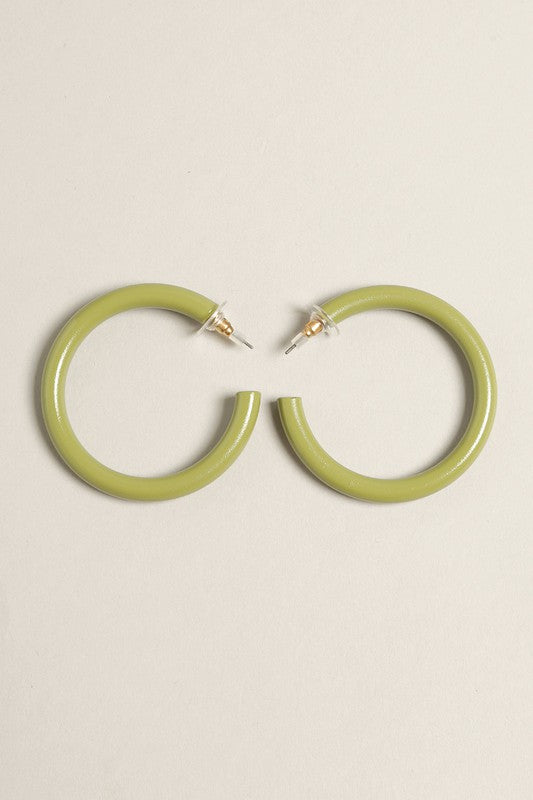 Large Colorful Polished Metal Hoop Post Earrings