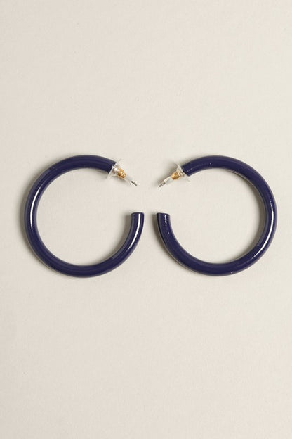 Large Colorful Polished Metal Hoop Post Earrings