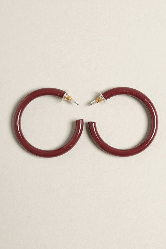 Large Colorful Polished Metal Hoop Post Earrings