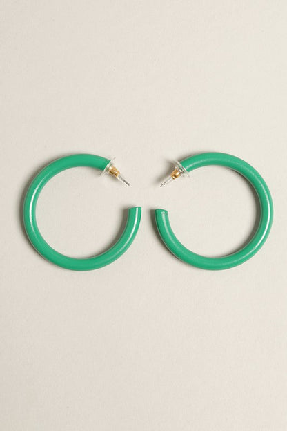 Large Colorful Polished Metal Hoop Post Earrings