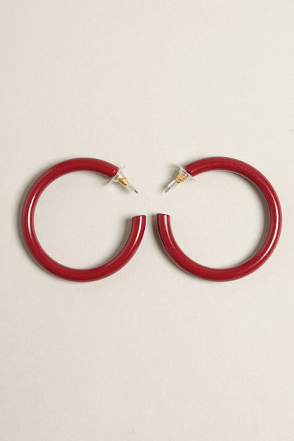 Large Colorful Polished Metal Hoop Post Earrings