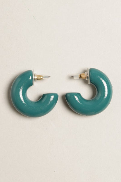 Bold Colorful Polished Metal Hoop Post Earrings