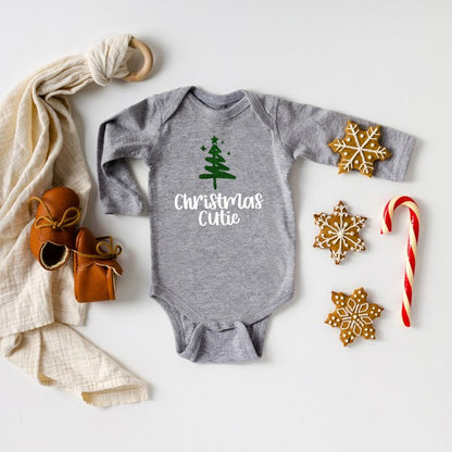 Christmas Cutie Tree Glitter Long Sleeve Onesie