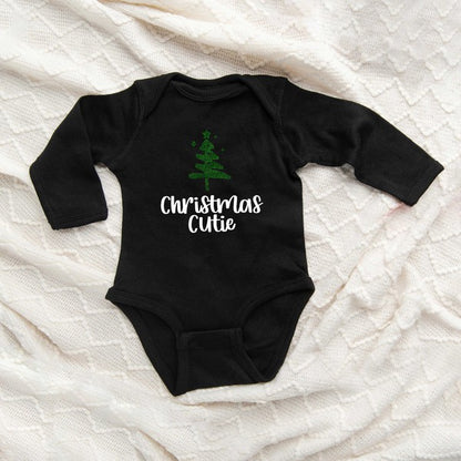 Christmas Cutie Tree Glitter Long Sleeve Onesie