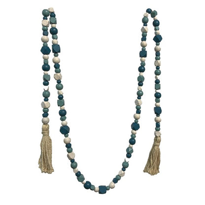 90'' Wd BOHO Bead Garland-Caribbean Blue