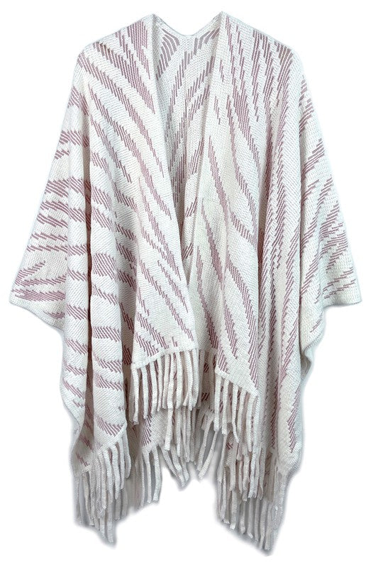 Zebra Crochet Ruana with Fringes