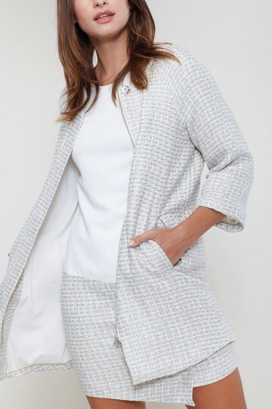 Ro & De Basket Tweed Longline Jacket