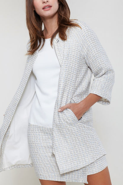 Ro & De Basket Tweed Longline Jacket