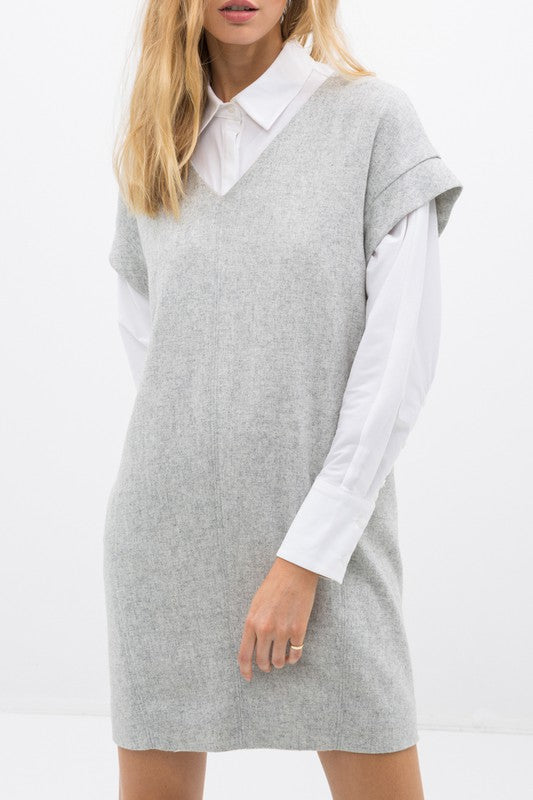 Ro & De Casual Heather Grey V-Neck Dress