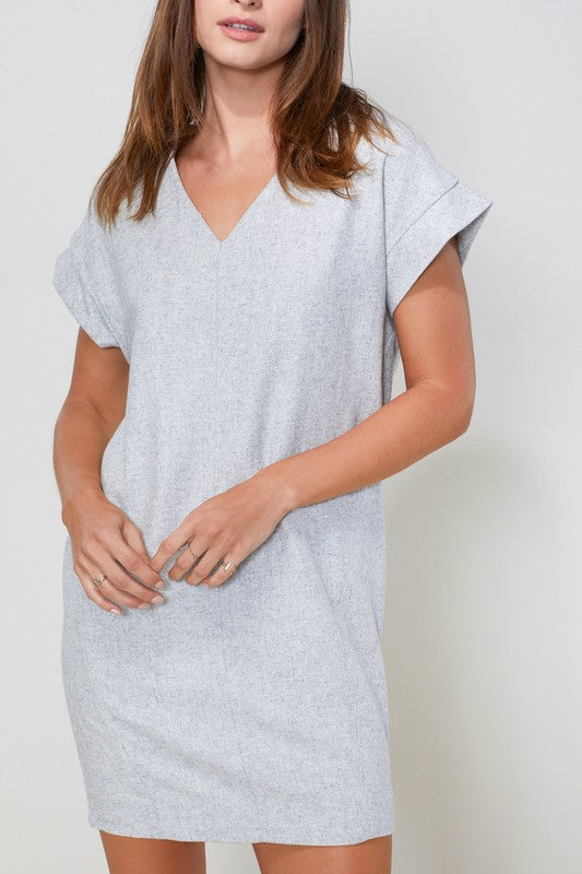 Ro & De Casual Heather Grey V-Neck Dress