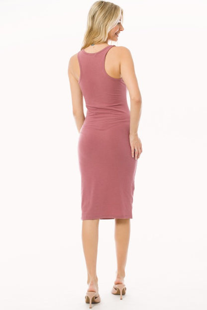 Sleeveless Racerback Bodycon Tank Midi Dress