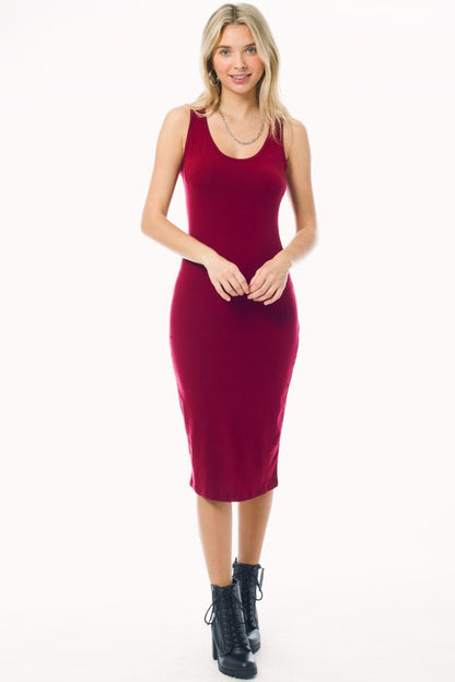 Sleeveless Racerback Bodycon Tank Midi Dress