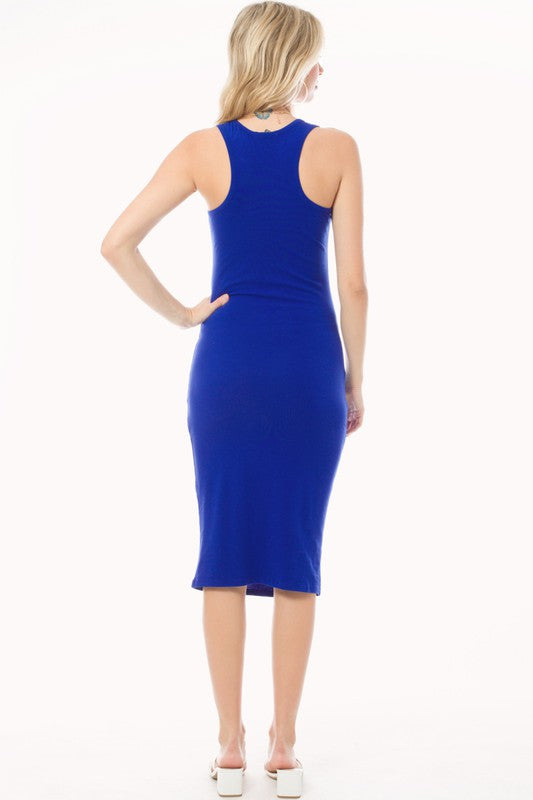 Sleeveless Racerback Bodycon Tank Midi Dress