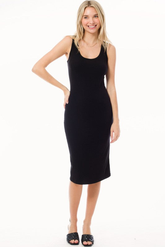 Sleeveless Racerback Bodycon Tank Midi Dress