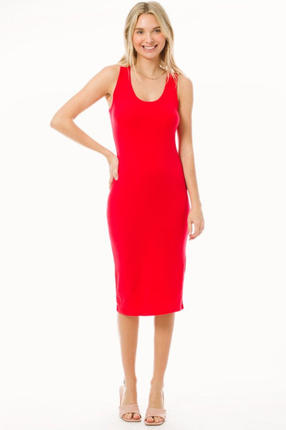 Sleeveless Racerback Bodycon Tank Midi Dress