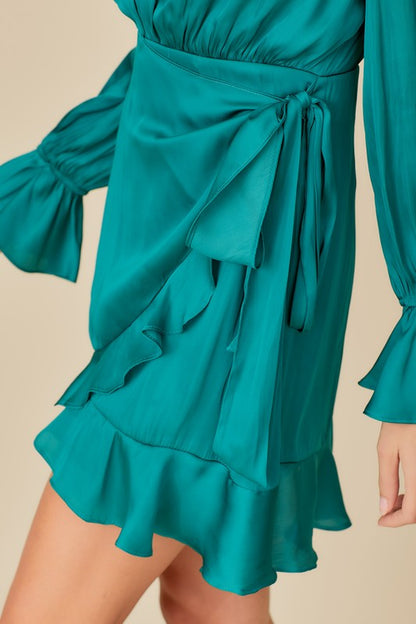 TIE WAIST RUFFLE DRESS