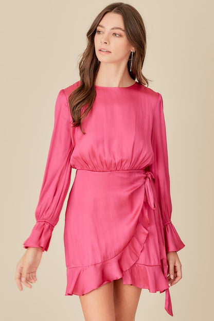 TIE WAIST RUFFLE DRESS