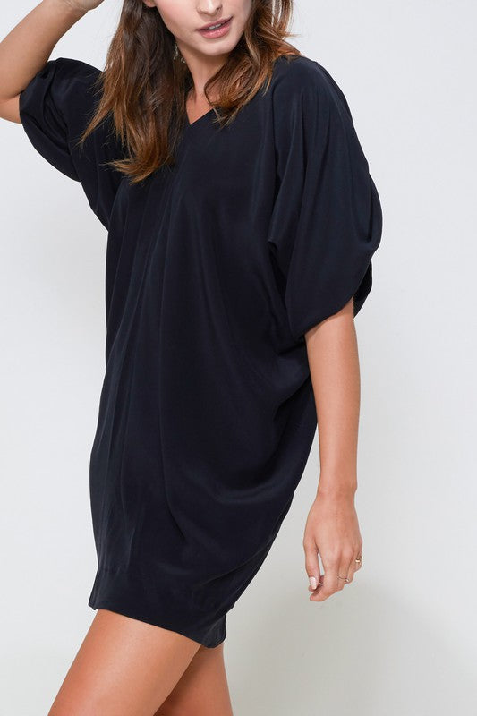 Ro & De Silk Wide V-Neck Dress