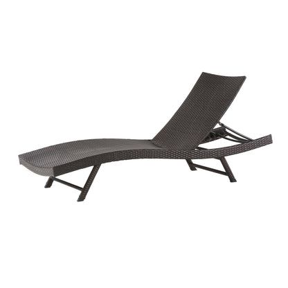 Eliana Outdoor Brown Wicker Adjustable Chaise Lounge Chair  Set of 2