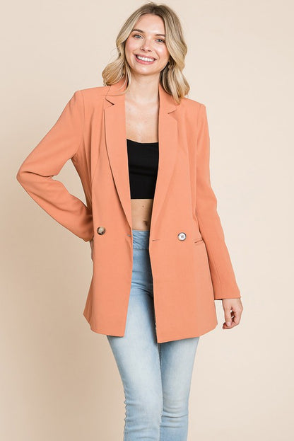 Long Double Breasted Lapel Collar Blazers