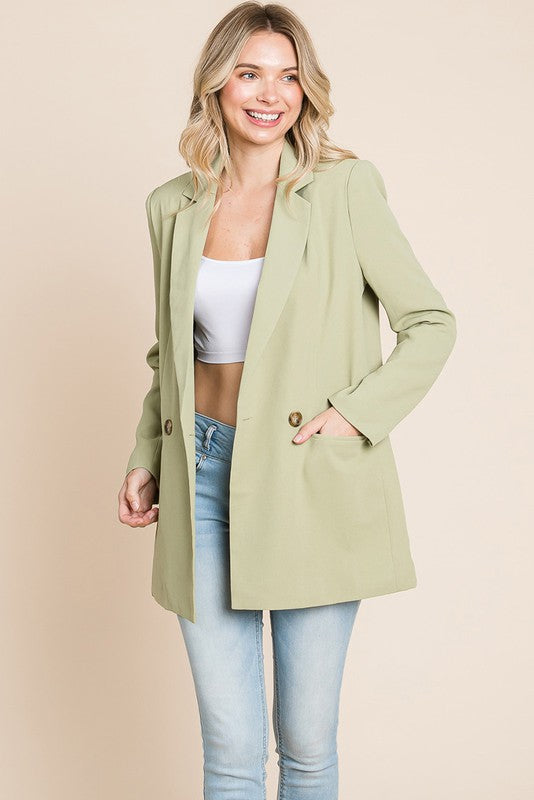 Long Double Breasted Lapel Collar Blazers