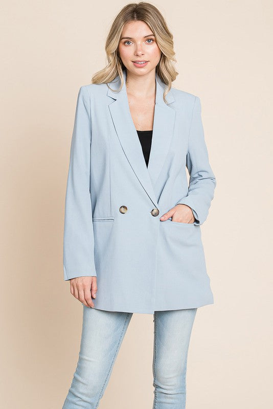 Long Double Breasted Lapel Collar Blazers