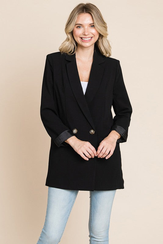 Long Double Breasted Lapel Collar Blazers