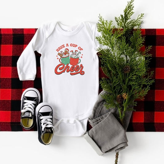 Retro Cup Of Cheer Long Sleeve Onesie