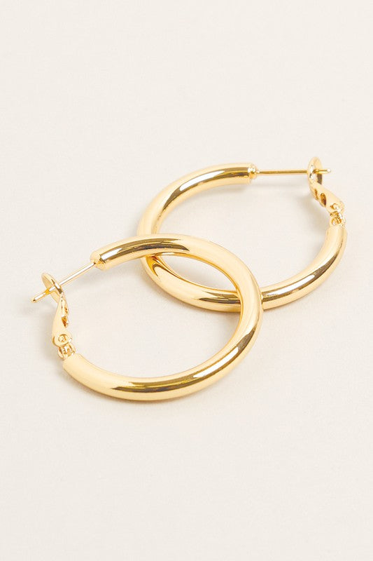 XS-14K Gold Dipped Omega Closure Hoop Earrings