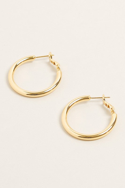 XS-14K Gold Dipped Omega Closure Hoop Earrings