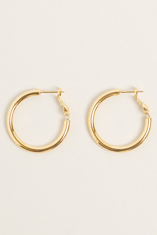 XS-14K Gold Dipped Omega Closure Hoop Earrings