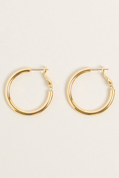 XS-14K Gold Dipped Omega Closure Hoop Earrings