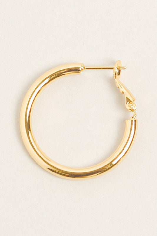 XS-14K Gold Dipped Omega Closure Hoop Earrings