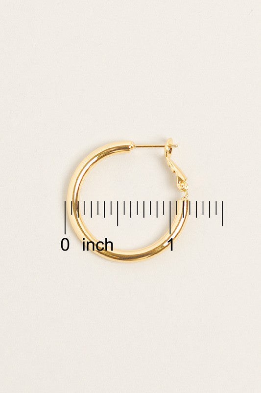 XS-14K Gold Dipped Omega Closure Hoop Earrings