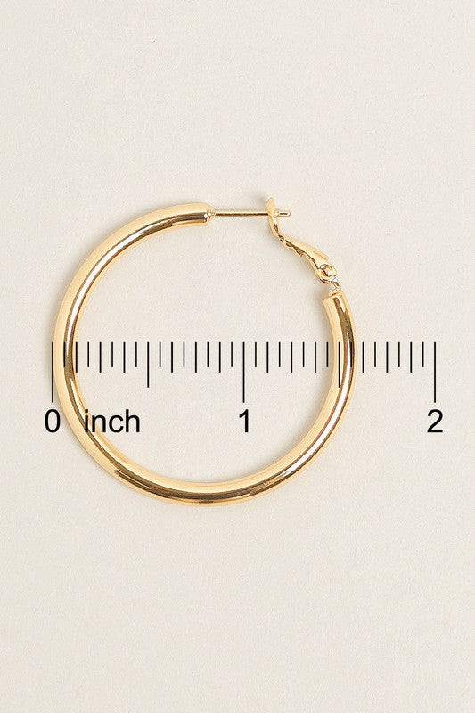 S-14K Gold Dipped Omega Closure Hoop Earrings