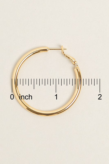 S-14K Gold Dipped Omega Closure Hoop Earrings