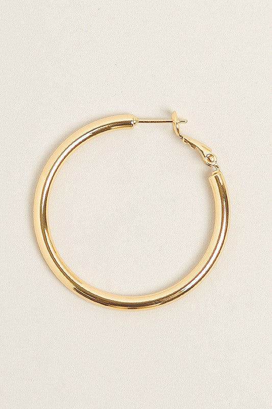 S-14K Gold Dipped Omega Closure Hoop Earrings