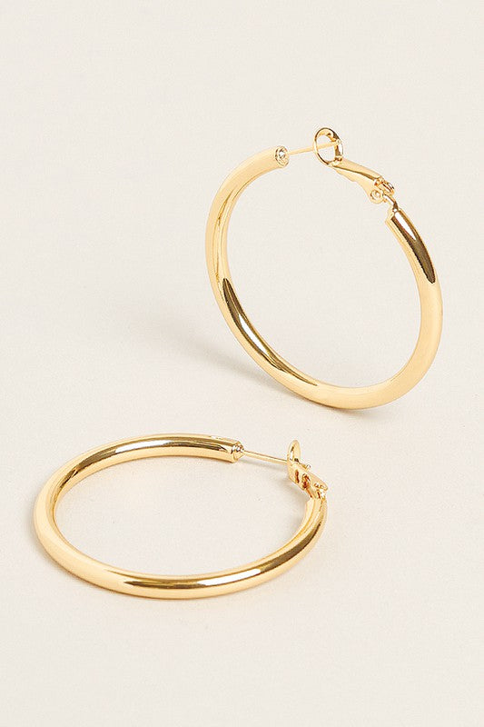 S-14K Gold Dipped Omega Closure Hoop Earrings