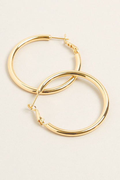 S-14K Gold Dipped Omega Closure Hoop Earrings